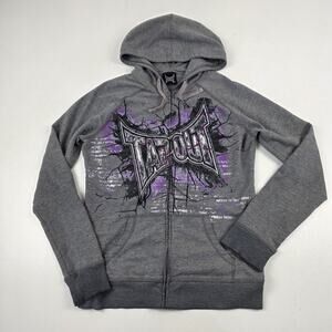Vintage Y2K Tapout Hoodie Women's Sz Large Full Zip Jacket Distressed Grunge